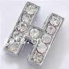 Zinc Alloy Letter Slide Charm, Letter H, plated, with Mideast rhinestone Approx 2mm 