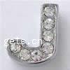 Zinc Alloy Letter Slide Charm, Letter J, plated, plating thickness more than 3μm & with Mideast rhinestone lead & nickel free, Grade A Approx 1.8mm 