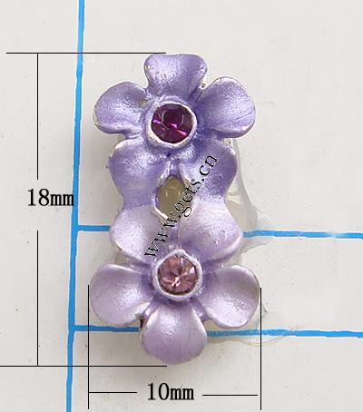 Enamel Zinc Alloy Connector, Flower, plated, with rhinestone, more colors for choice, 18x10mm, Sold By PC