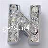 Zinc Alloy Letter Slide Charm, Letter N, plated, plating thickness more than 3μm & with Mideast rhinestone nickel free, Grade A Approx 2mm 