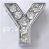 Zinc Alloy Letter Slide Charm, Letter Y, plated, plating thickness more than 3μm & with Mideast rhinestone nickel free, Grade A Approx 2mm 
