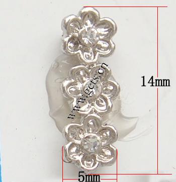 Rhinestone Spacer Bar, with Zinc Alloy, Flower, plated, plating thickness more than 3μm & 3-strand & with Mideast rhinestone, more colors for choice, lead & nickel free, Sold By PC