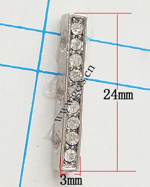 Rectangle strass Spacer, avec alliage de zinc, Placage, 3 brins & avec les strass de Moyen-Orient, plus de couleurs à choisir, sans plomb et nickel, 24x3x4mm, Vendu par PC