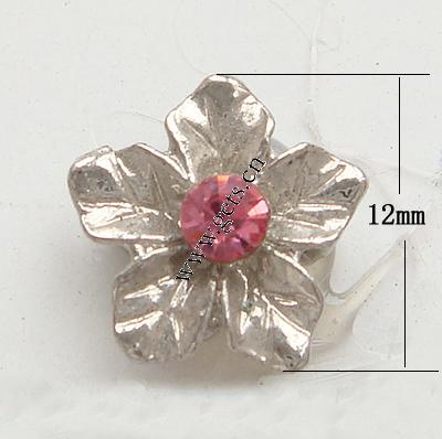 Rhinestone Zinc Alloy Connector, Flower, plated, plating thickness more than 3μm & with Mideast rhinestone, more colors for choice, Grade A, 12mm, Sold By PC