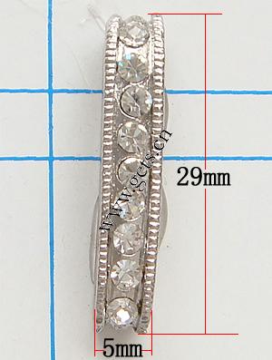 Bridge Rhinestone Spacer, with Zinc Alloy, plated, plating thickness more than 3μm & 6-strand & with Mideast rhinestone, more colors for choice, nickel free, 29x5x5mm, Hole:Approx 2.5mm, Sold By PC