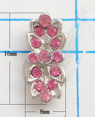 Rhinestone Zinc Alloy Connector, plated, with Mideast rhinestone, more colors for choice, nickel, lead & cadmium free, Grade A, 16x8mm, Sold By PC