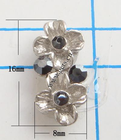 Rhinestone Spacer Bar, with Zinc Alloy, Flower, plated, plating thickness more than 3μm & with Mideast rhinestone & 2-strand, more colors for choice, nickel free, 16x8mm, Sold By PC
