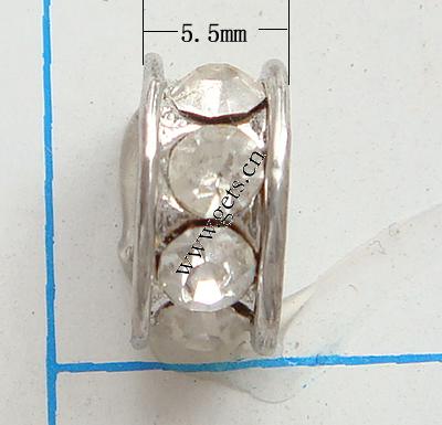 Espaciador de la forma rueda del diamante de imitación, diamantes de imitación, con aleación de zinc, Redondo aplanado, chapado, con diamantes de imitación de Mideast, más colores para la opción, libre de níquel, plomo & cadmio, 11.5x5.5mm, agujero:aproximado 4.8mm, Vendido por UD