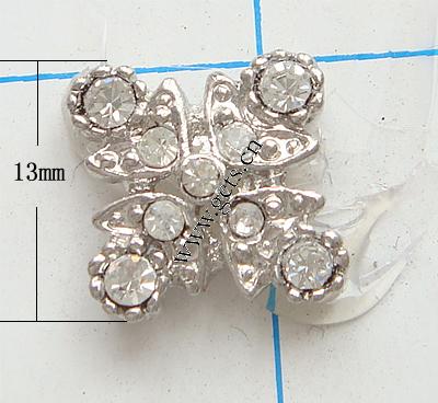 Rhinestone Spacer Bar, Flower, plated, with Mideast rhinestone & 2-strand, more colors for choice, nickel, lead & cadmium free, 13mm, Sold By PC