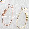 Brass Kidney Earwires, plated, with rhinestone 