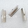 Iron Ribbon Crimp End, Rectangle, plated, textured [