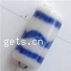 Perla de porcelana azul y blanca, Tubo, Blanco, 17x9mm, Vendido por UD