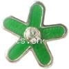 Enamel Zinc Alloy European Beads, Flower, plated, with rhinestone & large hole Approx 4.5mm 