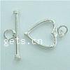 Sterling Silver Toggle Clasp, 925 Sterling Silver, Heart, single-strand Approx 5mm 