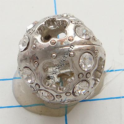 Perles strass en alliage de zinc, tube, Placage, épaisseur de bordé plus de 3μm & avec les strass de Moyen-Orient, plus de couleurs à choisir, protéger l'environnement, sans nickel, plomb et cadmium, grade A, 17mm, Vendu par PC