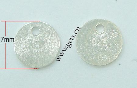 Стерлингового серебра тег, Серебро 925 пробы, Плоская круглая форма, Другое покрытие, Много цветов для выбора, 7mm, отверстие:Приблизительно 1.3mm, продается PC