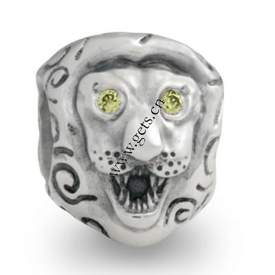 Rhinestone Zinc Alloy European Beads, Lion, plated, without troll & with rhinestone, more colors for choice, 12x10mm, Hole:Approx 4.5mm, Sold By PC