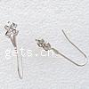 Brass Hook Earwire, Cross, plated, with loop & with Mideast rhinestone 