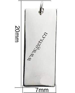 Zinc Alloy Tag Charm, Rectangle, plated, more colors for choice, cadmium free, 7x20mm, Sold By PC