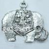 Metal Alloy Pendant Findings, Elephant, silver color plated Approx 