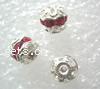 Ball Rhinestone Spacer, Zinc Alloy, Round, silver color plated, with rhinestone & hollow 6mm Approx 1mm 