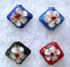 Filigrane Cloisonné Perlen, Rhombus, mit Blumenmuster, verkauft von PC