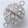 Zinc Alloy Screw Clasp, Round, plated, with Mideast rhinestone & single-strand Grade A 