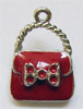 Zinc Alloy Handbag Pendants, plated, with Czech rhinestone & with ribbon bowknot decoration & enamel 