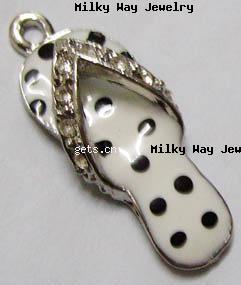 Zinc Alloy Shoes Pendants, with Rhinestone & enamel, plated, enamel, more colors for choice, 10x28mm, Sold By PC