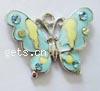 Zinc Alloy Animal Pendants, Butterfly, plated, enamel & with rhinestone 