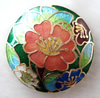 Smooth Cloisonne Beads, Flat Round, with flower pattern, 33mm 