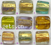 Gold Foil Lampwork Beads, rectangle, more colors for choice, 15x15x8mm, Hole:Approx 2MM, Sold by PC