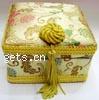 Satin Jewelry Set Box, Square, with flower pattern 