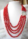 Natural Coral Necklace, red, 9mm Inch 