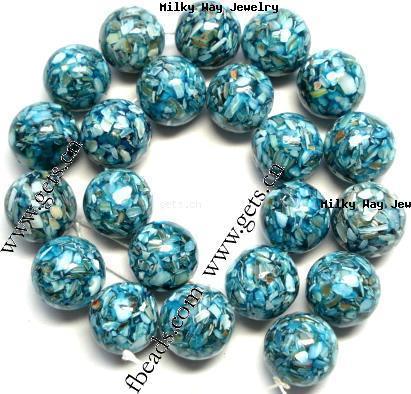 Harz Muschel Perlen, rund, verschiedene Größen vorhanden, Länge:16 ZollInch, verkauft von Strang