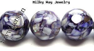 Perles de coquillage résine, coquille de résine, Rond, normes différentes pour le choix, violet, Longueur:16 pouce, Vendu par brin