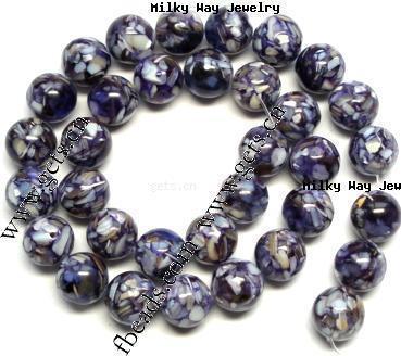 Harz Muschel Perlen, rund, verschiedene Größen vorhanden, violett, Länge:16 ZollInch, verkauft von Strang