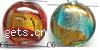 Gold Foil Lampwork Beads, flat round, more colors for choice, 20X20x8mm, Sold by PC