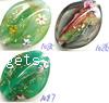 Gold Foil Lampwork Beads, oval, with gold foil chips inside, more colors for choice, 29x22mm, Sold by PC
