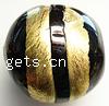 Gold Foil Lampwork Beads, Round Shape, stripe style, 16mm 