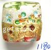 Gold Foil Lampwork Beads, Square, 20x10mm, Sold by PC