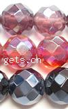 Round Crystal Beads, plated, handmade faceted 14mm .7 Inch 