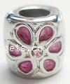 Enamel Zinc Alloy European Beads, Tube, plated, without troll & with rhinestone & large hole Approx 4mm 
