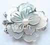 Shell Box Clasp, Zinc Alloy, with Shell & Freshwater Pearl, Flower, platinum color plated , 35mm 