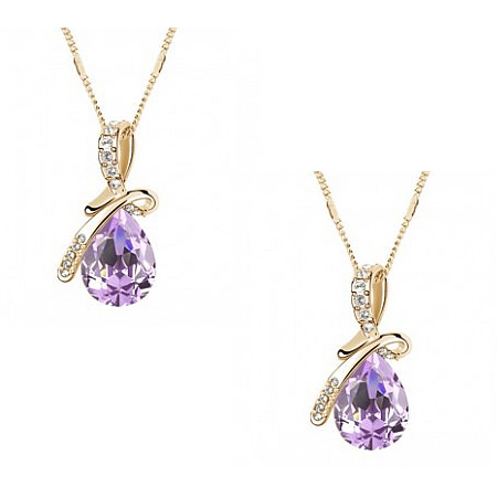16:gold color plated with Lt Amethyst crystal
