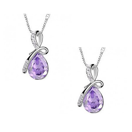 silver color plated with Lt Amethyst crystal