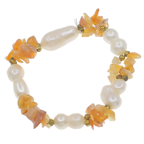 4:weiße Perle und orange-Quarz