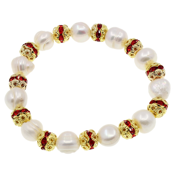 2 gold color plated with red rhinestone