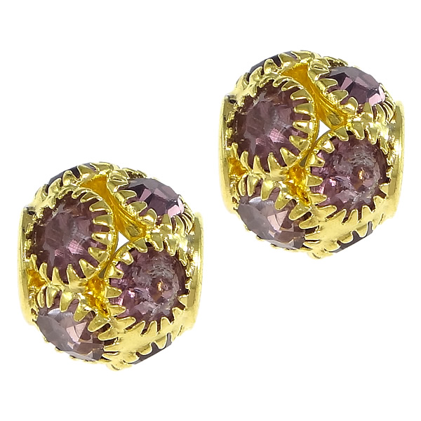1:gold color plated with purple rhinestone