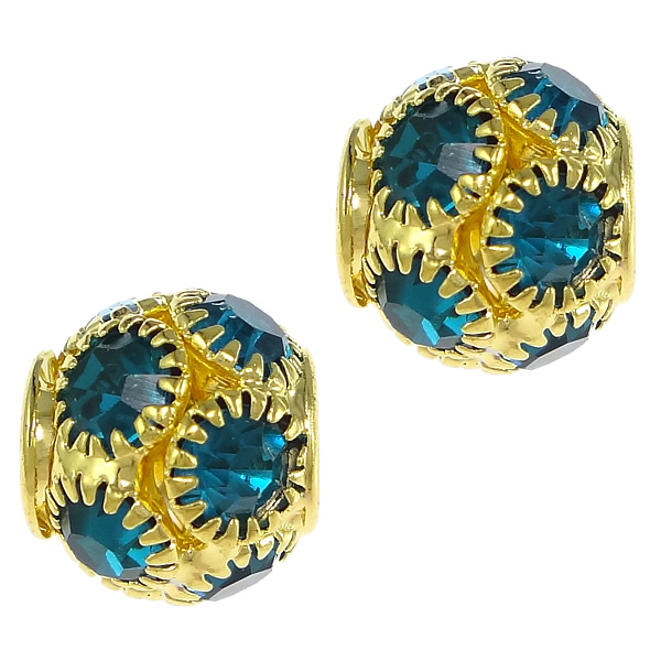 gold color plated with blue rhinestone